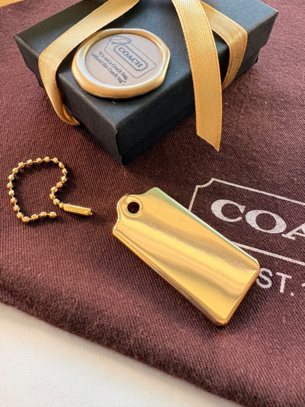 NEW Coach 2” SOLID Heavyweight Gold-Tone Metal Hang Tag Replacement Bag Charm - Picture 7 of 15